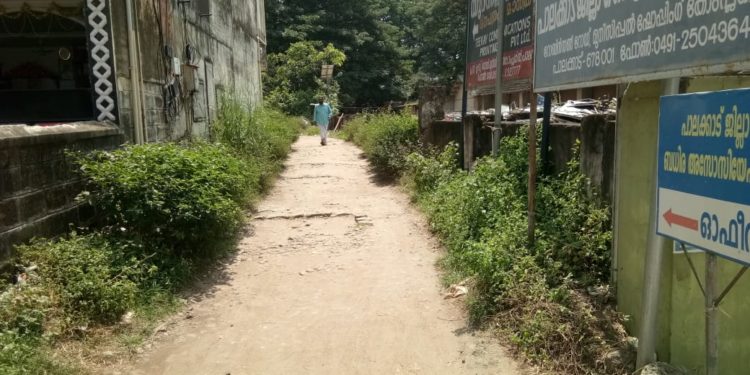 മുനിസിപ്പല്‍ കോംപ്ലക്‌സിലേക്കുള്ള വഴിയില്‍ കുറ്റിക്കാടും മദ്യകുപ്പികളും