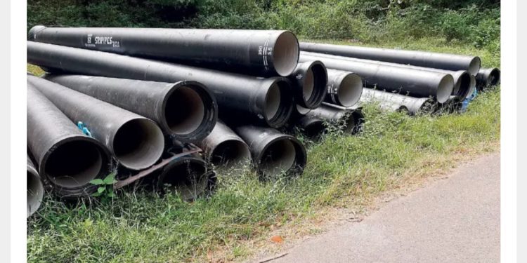 ​മംഗ​ലംഡാം ​കു​ടി​വെ​ള്ള പ​ദ്ധ​തി: പൈ​പ്പു​ക​ൾ എ​ത്തി​