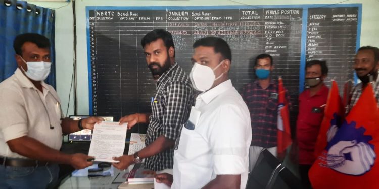 കെ എസ് ആര്‍ ടി സിയില്‍ പണിമുടക്ക് നോട്ടീസ് നല്‍കി