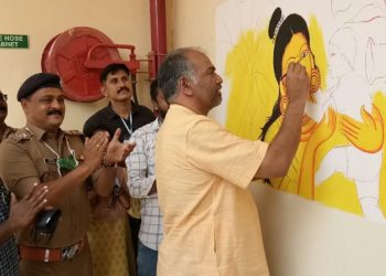 ജില്ലാ ജയിലിലെ ചുമരുകളിൽ നിറങ്ങൾ ചാലിച്ചു ആറാടി. ജയിൽ വർണ്ണശബളമായി