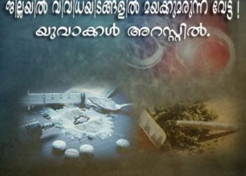 ജില്ലയിൽ വൻ മയക്കുമരുന്ന് വേട്ട, മൂന്ന് യുവാക്കൾ പിടിയിൽ