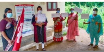 കേന്ദ്രത്തിനെതിരെ ആശാ വർക്കർമാരുടെ പ്രതിഷേധം