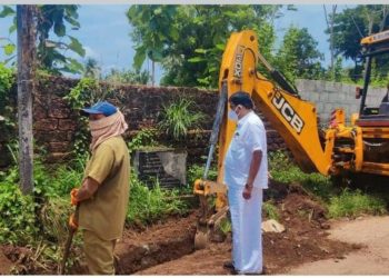നായാടിക്കുന്നിലെ വെള്ളക്കെട്ടിന് താത്ക്കാലിക പരിഹാരമായി