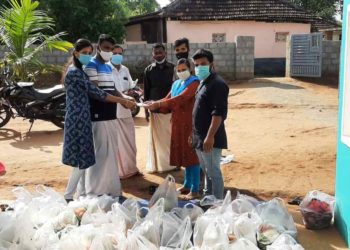ഭക്ഷ്യക്കിറ്റ് നൽകി ശ്രീജിൻ, അശ്വതി ദമ്പതികൾ മാതൃകയായി.