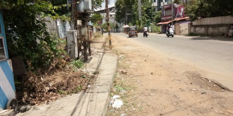 ഫുട്പാത്തിലെ കുറ്റിചെടികൾ നശിപ്പിച്ചു