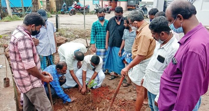 മാലിന്യം നീക്കം ചെയ്ത് വൃക്ഷത്തൈ വെച്ചുപിടിപ്പിച്ചു.