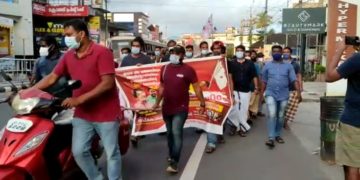 ഡിവൈഎഫ്ഐ  റിലേ സത്യാഗ്രഹ സമരത്തിന്റെ ഭാഗമായി പ്രക്ഷോഭ ജാഥ സംഘടിപ്പിച്ചു