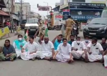 യൂത്ത് കോൺഗ്രസ്സ് സുൽത്താൻപ്പേട്ട റോഡ് ഉപരോധിച്ചു