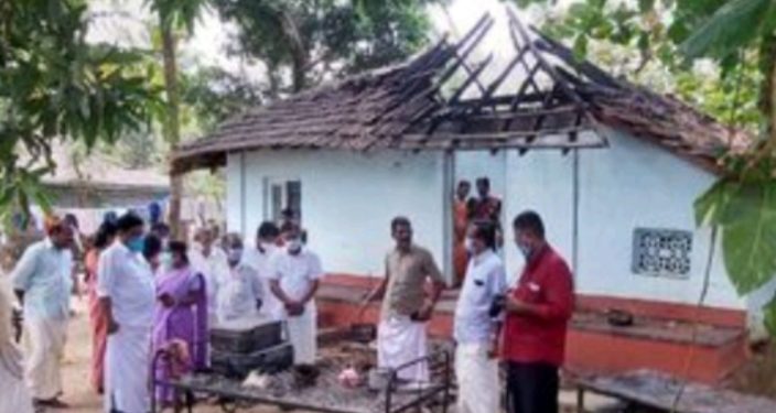 പാചക വാതകം ചോർന്ന് വീട് കത്തിനശിച്ചു