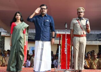 74-)മത് റിപ്പബ്ലിക് ദിനാഘോഷം  മന്ത്രി എം. ബി രാജേഷ് പതാക ഉയർത്തി