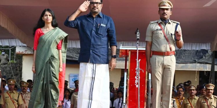 74-)മത് റിപ്പബ്ലിക് ദിനാഘോഷം  മന്ത്രി എം. ബി രാജേഷ് പതാക ഉയർത്തി