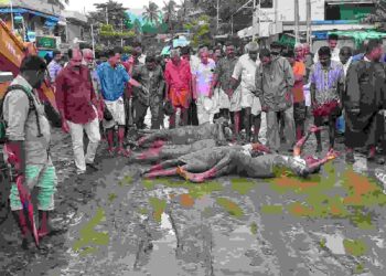 നടക്കാവ് മേൽപ്പാലം: ചെളിയിലുരുണ്ട് ആക്ഷൻ കൗൺസിൽ പ്രതിഷേധിച്ചു