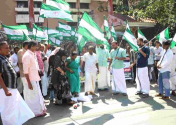 വാളയാർ കേസ് :സിബിഐ യുടെ കോലത്തിൽ ചെരിപ്പൂരി അടിച്ചു നാഷണൽ ജനതാദൾ വനിതാ പ്രവർത്തകർ.