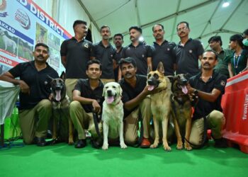 എന്റെ കേരളം പ്രദര്‍ശന മേളയില്‍ കയ്യടി നേടി പൊലീസ് ഡോഗ് ഷോ