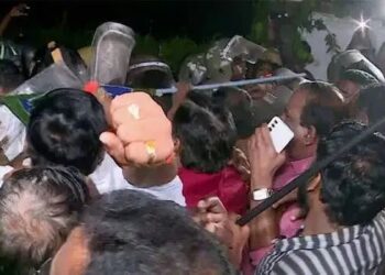 രാഹുല്‍ മാങ്കൂട്ടത്തിലിനെതിരെ എംഎല്‍എ ഓഫീസിലേക്കുള്ള ബിജെപി മാര്‍ച്ചില്‍ സംഘര്‍ഷം