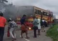 ഓടിക്കൊണ്ടിരിക്കെ കെഎസ്ആർടിസി ബസ്സിന് തീ പിടിച്ചു.