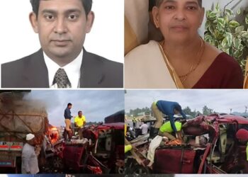 റോഡരികിൽ നിർത്തിയിട്ടിരുന്ന ലോറിയിൽ കാർ ഇടിച്ച് കയറി; ഒലവക്കോട് സ്വദേശി ഉൾപ്പെടെ രണ്ട് പേർ മരിച്ചു