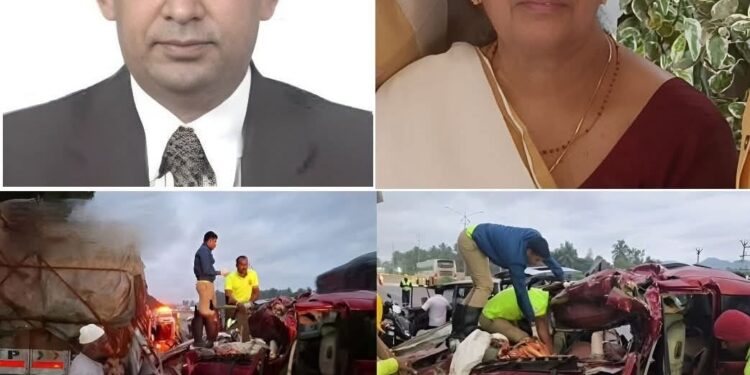 റോഡരികിൽ നിർത്തിയിട്ടിരുന്ന ലോറിയിൽ കാർ ഇടിച്ച് കയറി; ഒലവക്കോട് സ്വദേശി ഉൾപ്പെടെ രണ്ട് പേർ മരിച്ചു