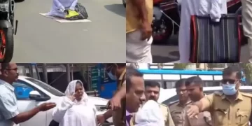 ഐ.എം.എ ജംഗ്ഷനിൽ വീട്ടമ്മയുടെ പ്രതിഷേധം, ഗതാഗതക്കുരുക്ക്