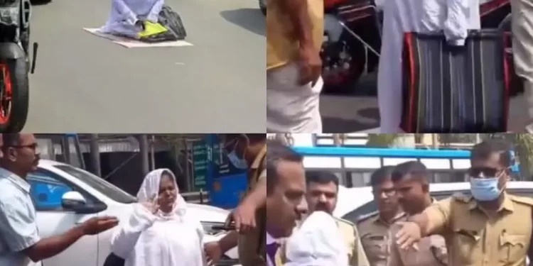 ഐ.എം.എ ജംഗ്ഷനിൽ വീട്ടമ്മയുടെ പ്രതിഷേധം, ഗതാഗതക്കുരുക്ക്